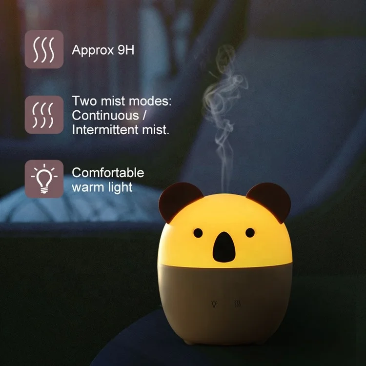 Custom Electric Mini Small koala Smart Ultrasonic Atomizer animal led night light Essential Oil Humidifier Aroma Diffuser