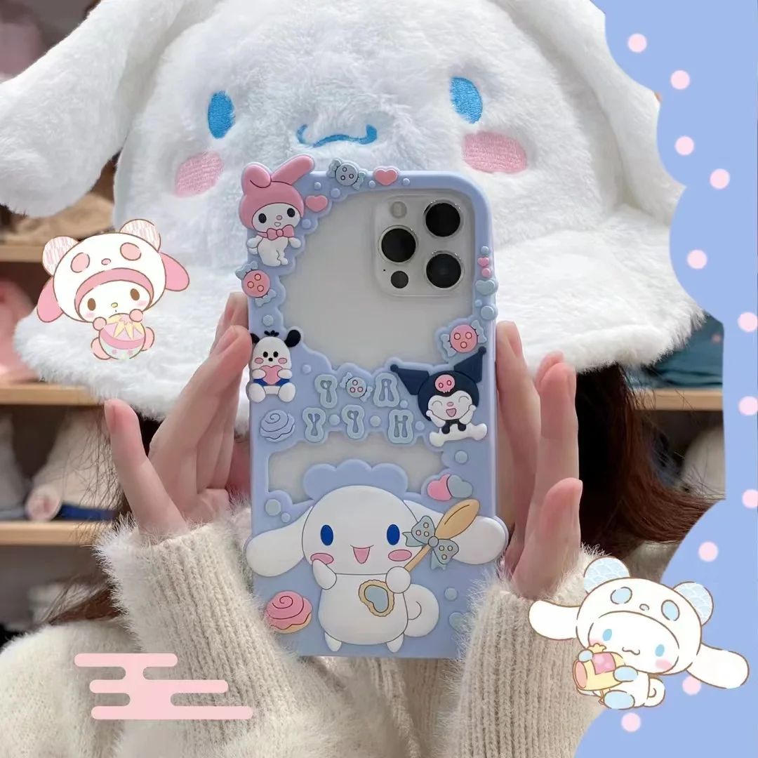 3D Cartoon Sanrio My Melody Soft Silicone TPU Phone Cases For iPhone 14 Pro 13 12 11 Pro Max  Mobile Cover Cute Pink Girl