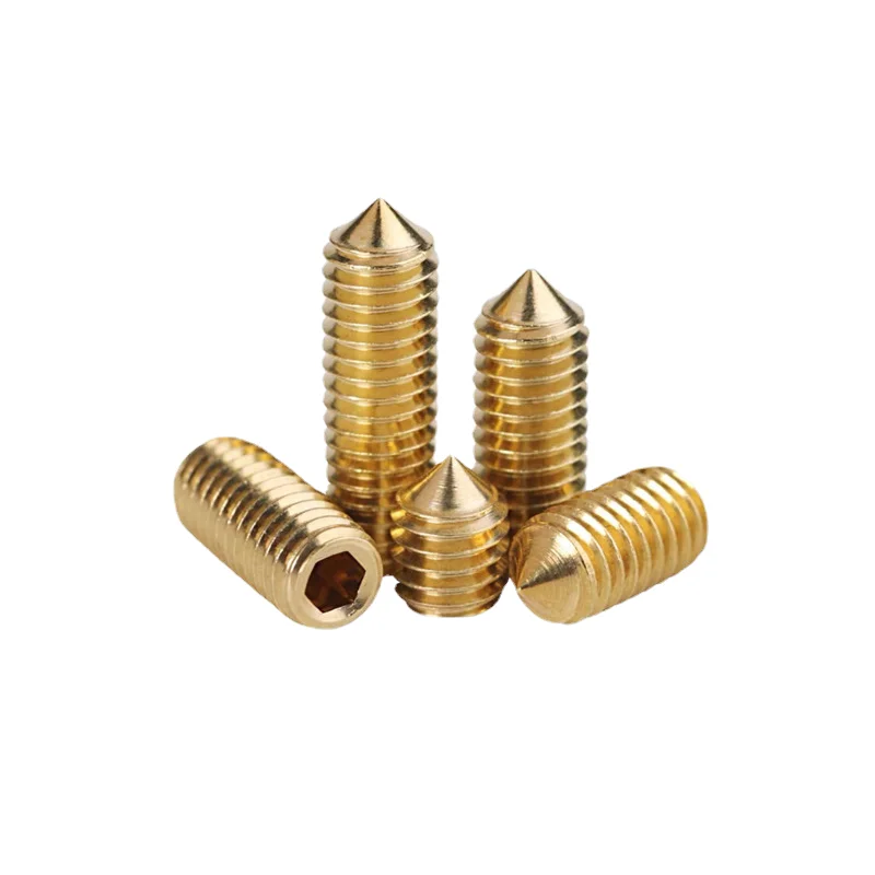 Brass Hexagon Socket Taper End Tighting Screw Copper Headless Tip Machine Meter Top Wire M3M4M5M6