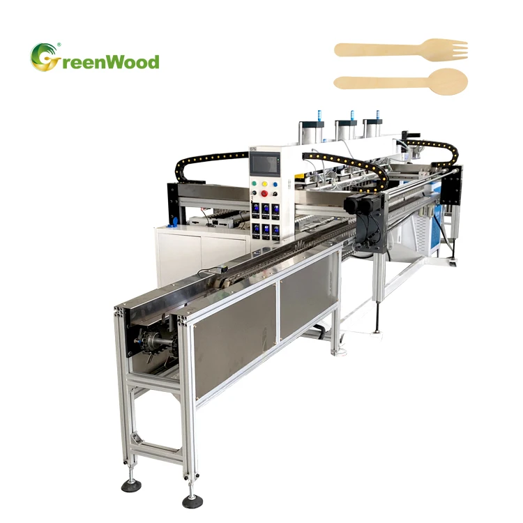 Factory cost price automatic disposable wooden spoon fork cutlery hot pressing forming machine
