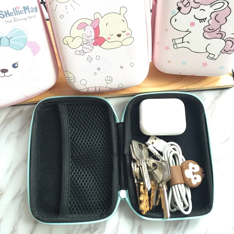 Cartoon Cute Rectangle EVA Box Earphone Storage Bag Wallet Pouch USB Cable Carry Bag Case Ziplock  Power Bank Mini Storage Bag
