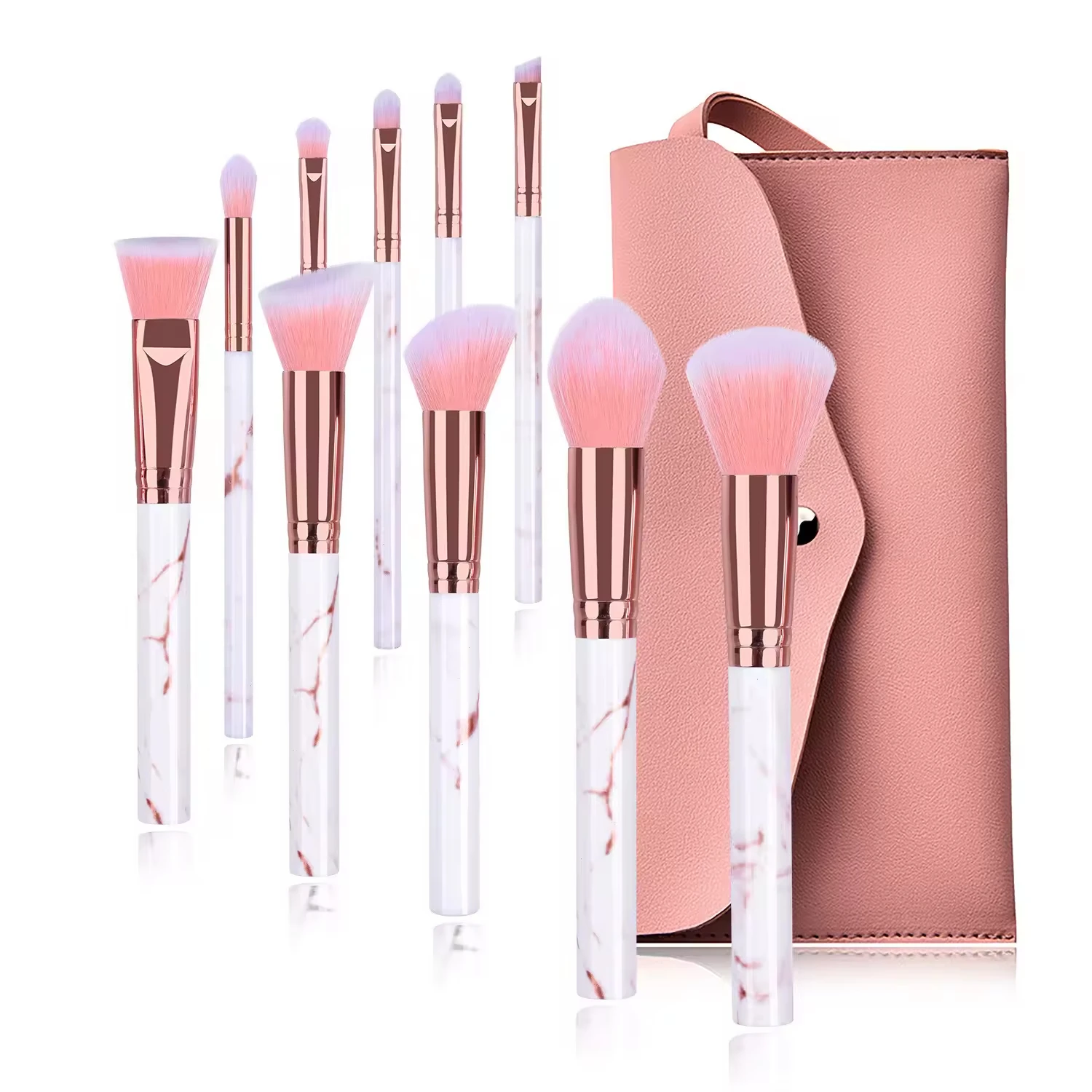 Factory price Chinese supplier marble makeup brush set Blush eye shadow brush makeup tool set 10 pieces