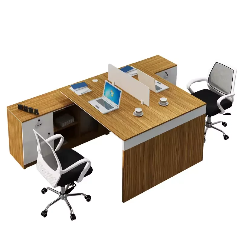 2024 Luxury Office Furniture Modern Computer Desk Set Staff Table With Shelves Cabinet Office Workstation