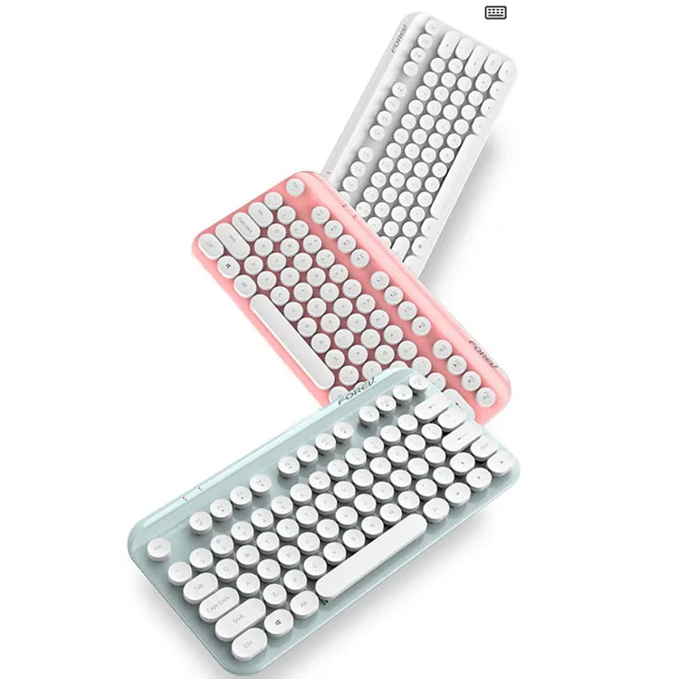 Portable 88 Keys Mini Keyboard Round Keycaps Portable 2.4g Wireless Keyboard For Office Laptop PC