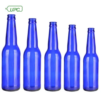 330ml Blue empty glass beer bottle