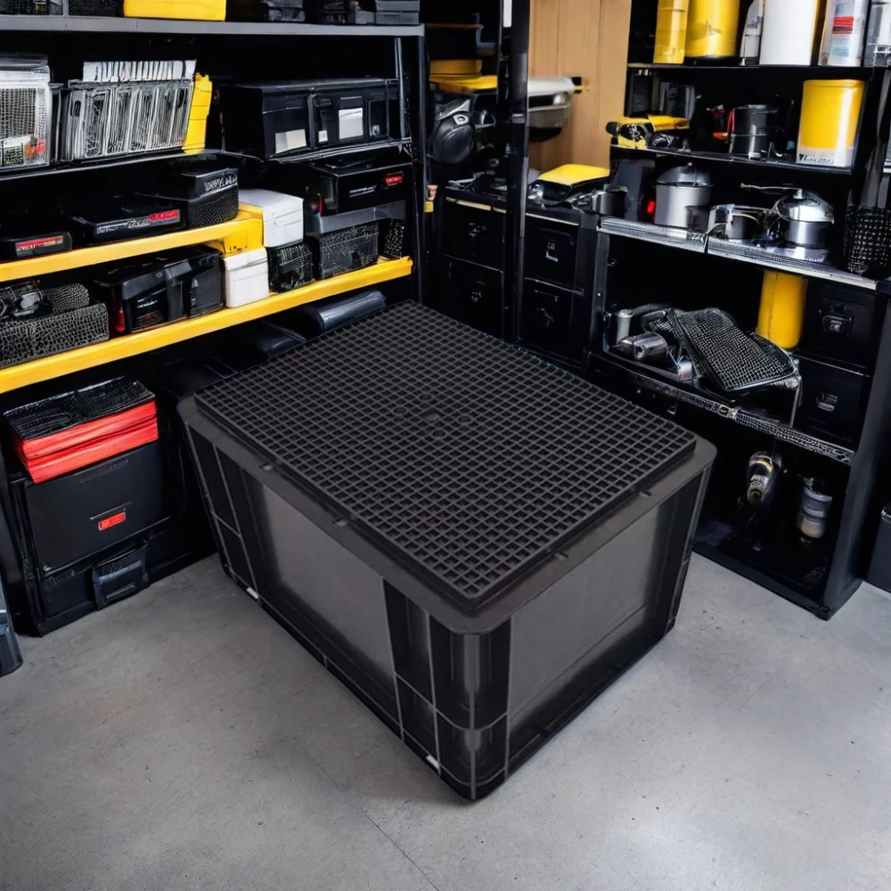 Heavy Duty Black EU Plastic Logistics Storage Box Industry Turnover Container For Tools Parts Accessories Electronic Components