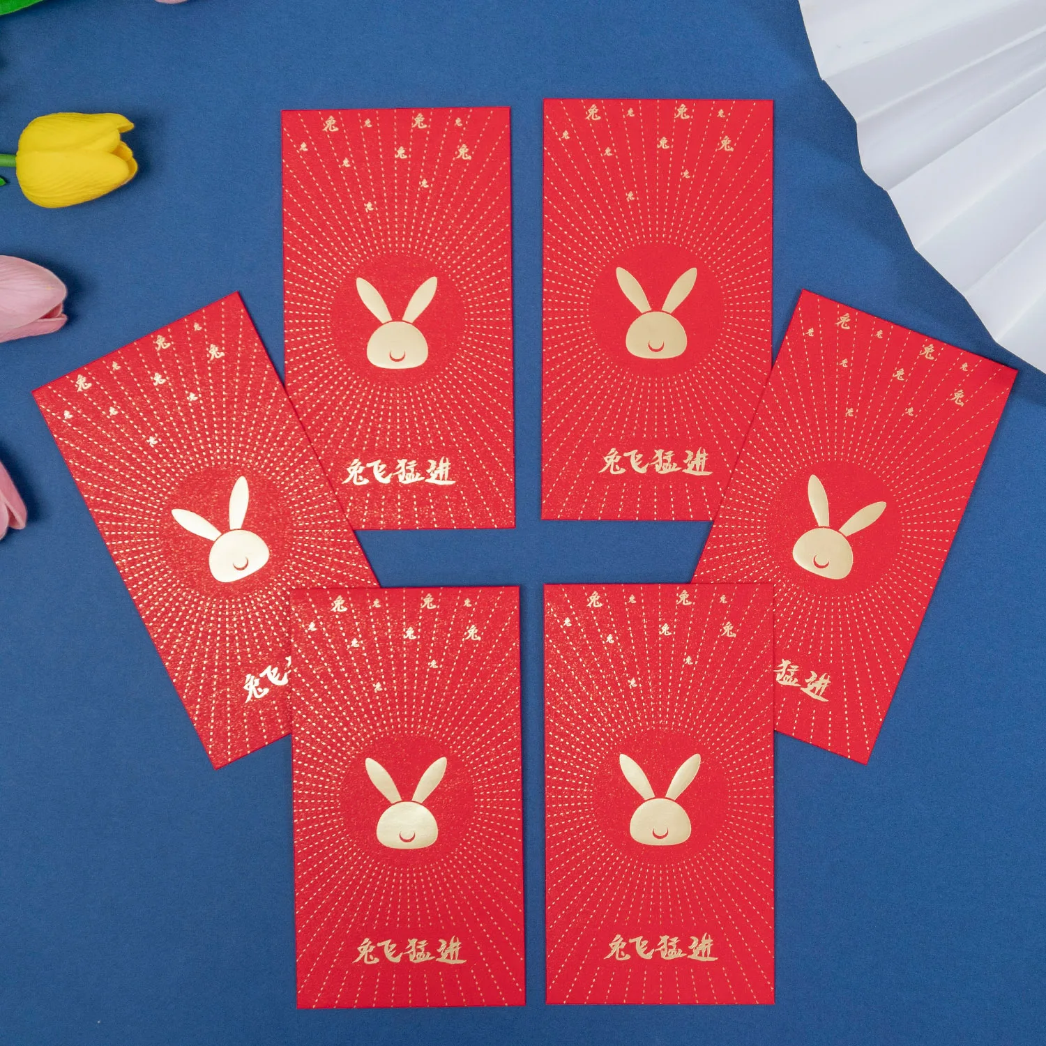 Custom Red Paper Envelopes 2023 Cute Rabbit Design Best Wish New Year Lucky Money Red Pocket Envelop