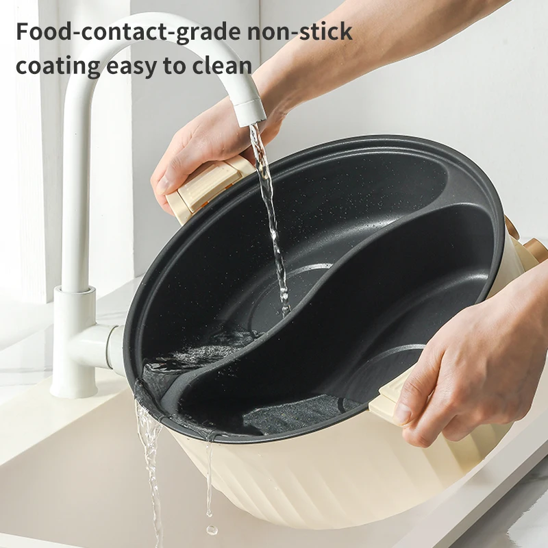 Multifunction Auto Temperature Control Non-stick Coating Electric Skillet Double Flavor Hot Pot Dual Pots