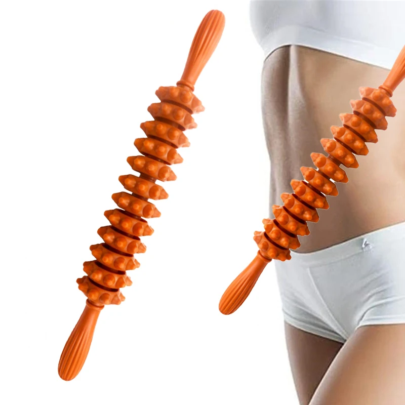 12 Wheel Coffee Cellulite Massage Roller Stick Trigger Points Body Muscle Massage Roller for Physical Therapy & Recovery