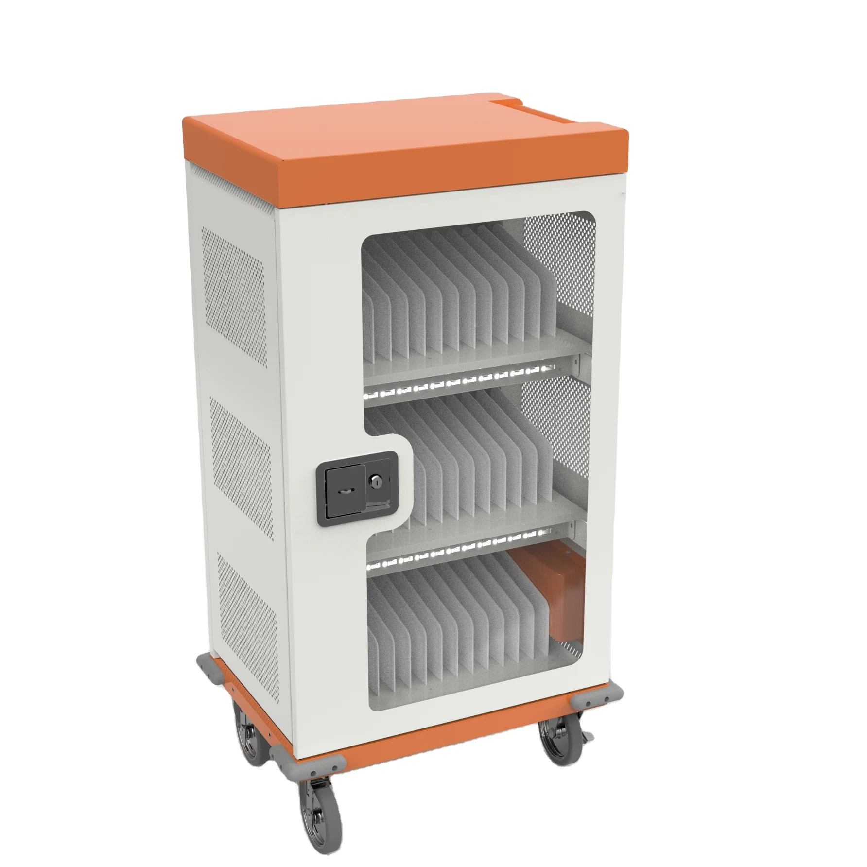 Fully Assembled School Notebook Charging Cart for 36 Tablets/Laptops via USB Type-A Type-C 48 Charging Cabinet