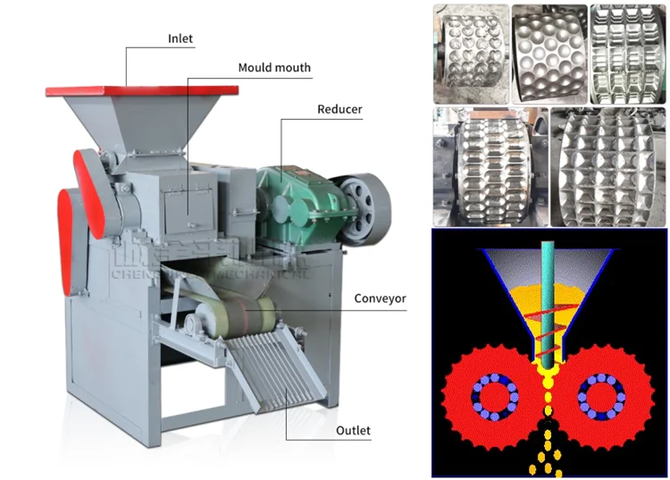 High Production Long Briquette Burning Coal Powder Briquetting Machine Bbq Charcoal Balls Pressing Machine