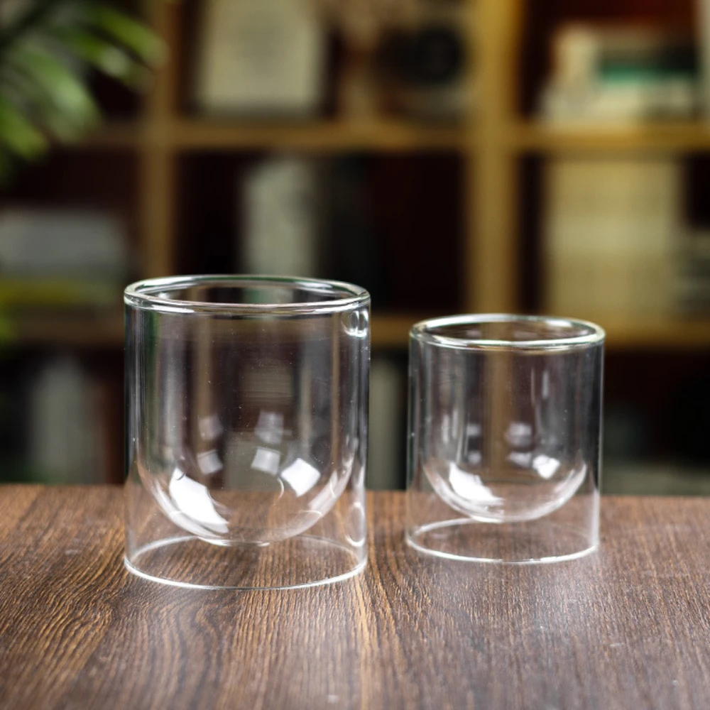 Custom Luxury Design Double Class Holder Candle Container Cylinder Glass Candle Jar for Scented Wholesale Candle Making Supplies