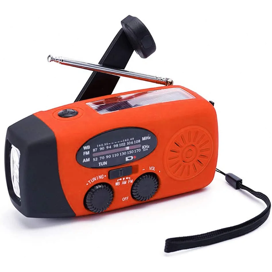 Factory Wholesale Cheap Emergency Solar Radio 2000mAh AM FM Hand Crank Solar Radio Portable