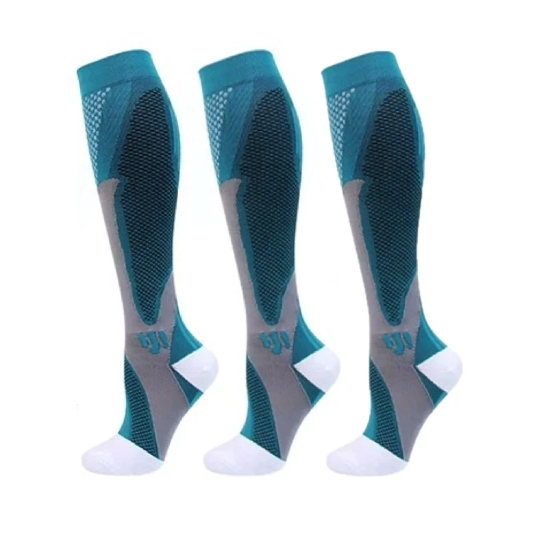 Unisex 15-25mmHg Compression Nylon Socks 3D Style Diverse Men Autumn Season Marathon Running Calf Fatigue Relief Restock Socks