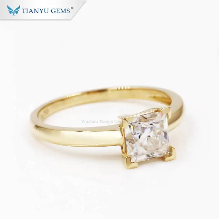 Fine Jewelry Custom Diamond Engagement Ring S925 14K 18K Yellow Gold Women Princess Cut Moissanite Solitaire Wedding Jewelry