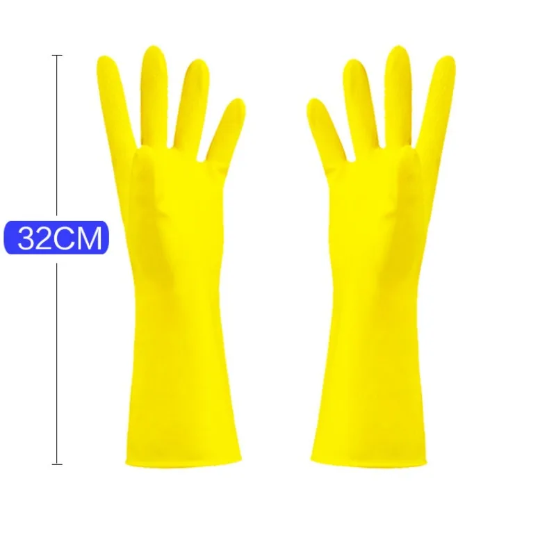 Kitchen Cleaning Dishwashing Rubber Gloves Thickened Wear-resistant Durable Wear Long Sleeve Latex Gloves Black