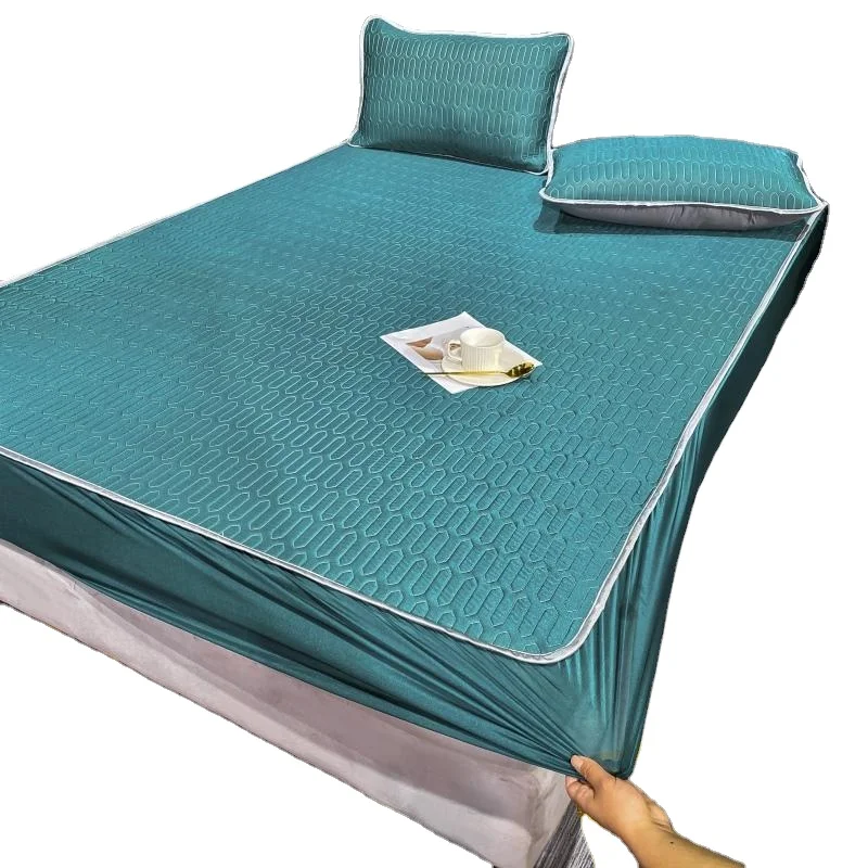 Nordic Style Solid sleep aid Latex Cool Summer Fitted Sheet Set Straps Holder