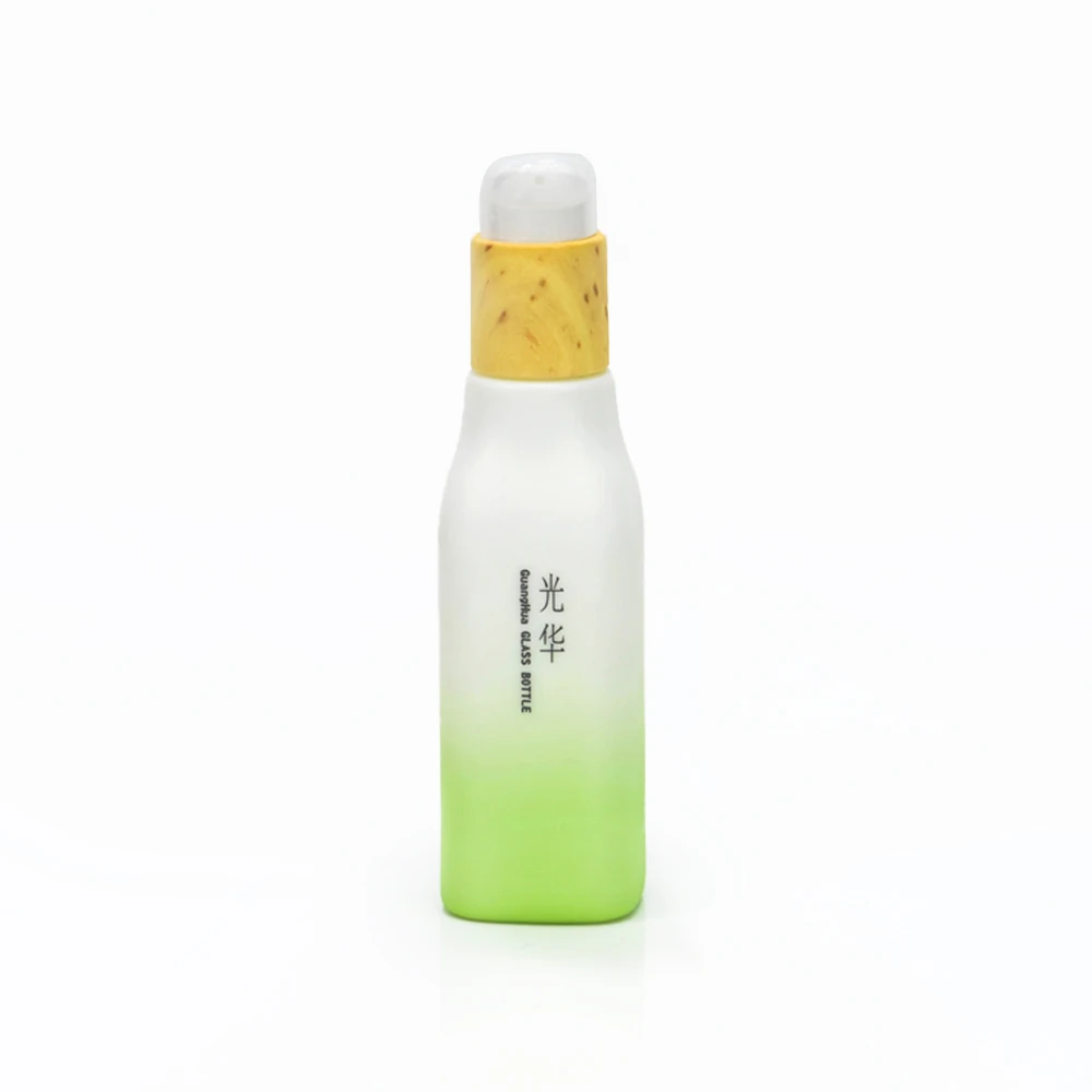 Opal glass bottle with bamboo finish caps for skin care 40ml 100ml 120ml 50g custom opal glass bottles