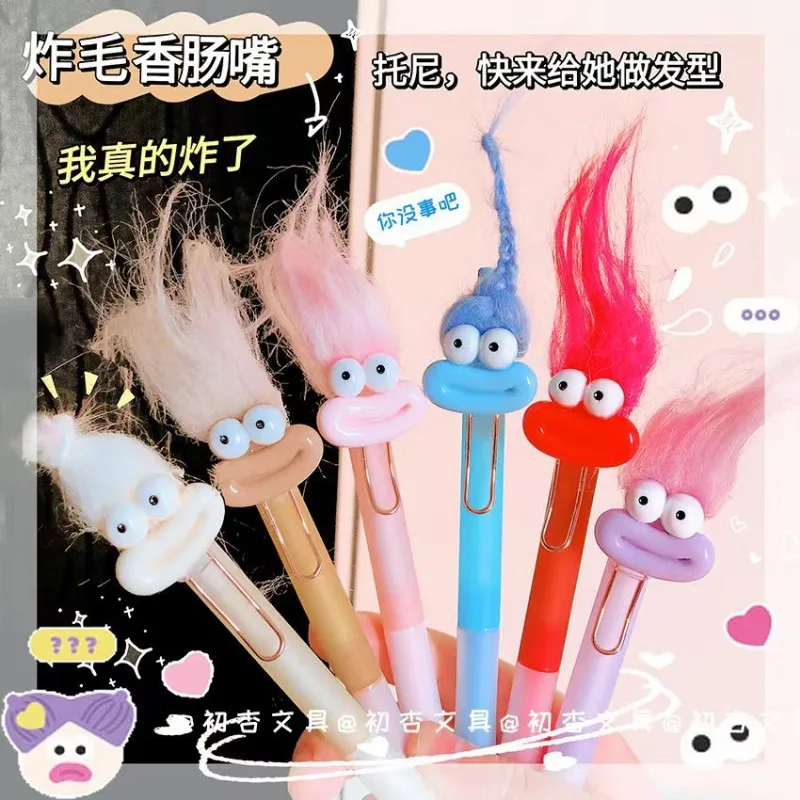 Cartoon Funny Gel Pen Black Gel Pen Kawaii Stationery Gel Pens 0.5mm