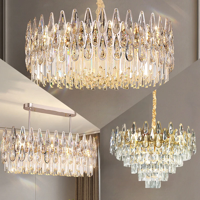 Factory Custom Luxury Villa Wedding Crystal LED Pendant Light Modern Decoration Large Hotel Chandelier