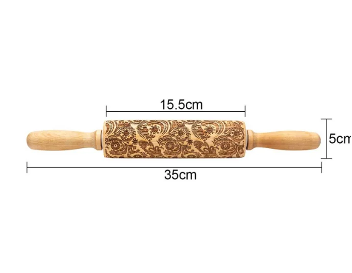 MZL Snowflake Embossing Rolling Pin Baking Cookies Fondant Cake Dough Engraved Home Roller Tools