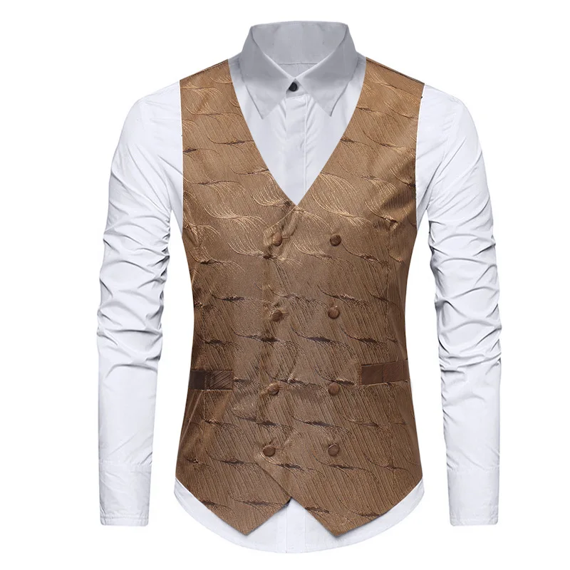 Высококачественный индивидуальный модный двубортный мужской жилет с принтом