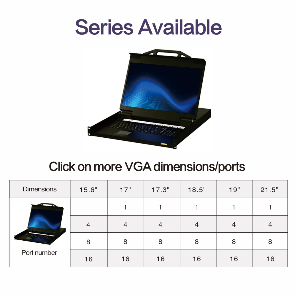 VGA 15.6 17 17.3 18.5 19 inch Kvm Switch Over Ip 4K 1080P Kvm Console Drawer kvm 1u rack mount