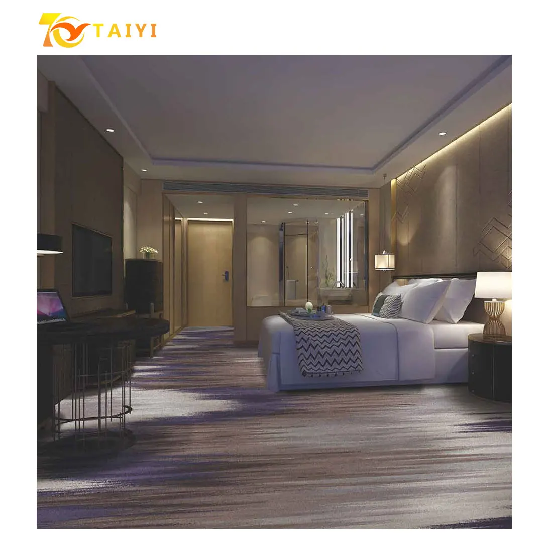 Wholesale high quality large area covered with printed flame retardant carpet commercial hotel black nylon printed carpet cinema