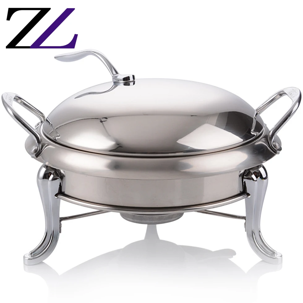 Buffet supplier marmite chauffante cooking gel fuel shaving dish sets latest apple cover gold handle oval chafing dish set