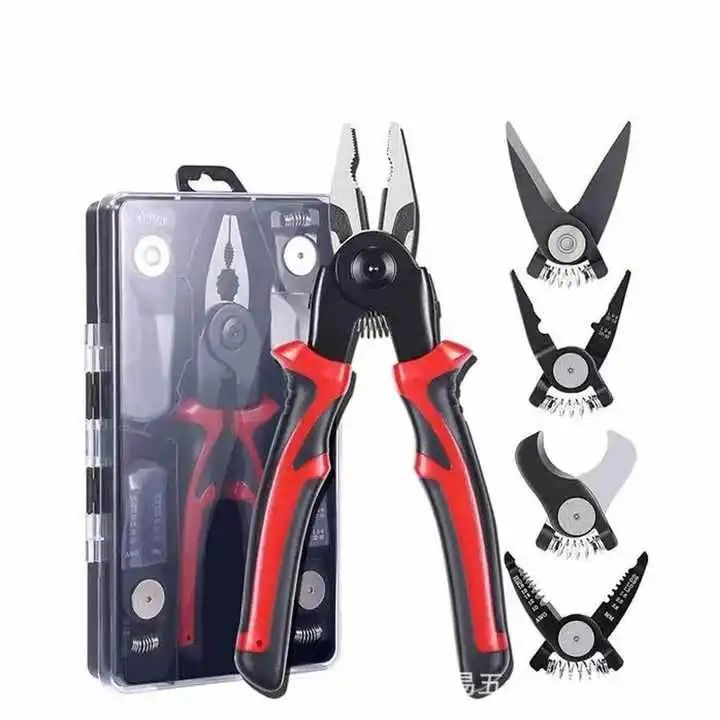 5 In 1 Combination Interchangeable Pliers Kit Exchangeable Head Pliers Set Wire Stripper Wire Cutter Tin Cutting Scissors