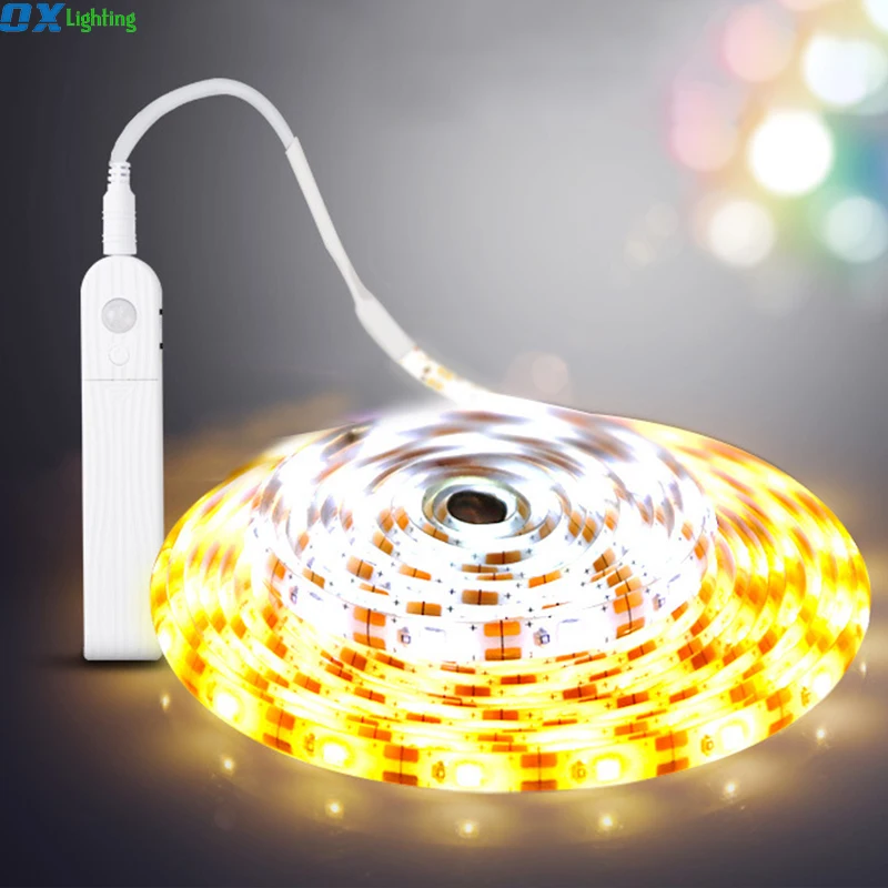 Battery Operated Led Strip PIR Motion Sensor LED Strip Night Light SMD 2835 Cabinet LED Tape for Kitchen Cabinet Bed Stair