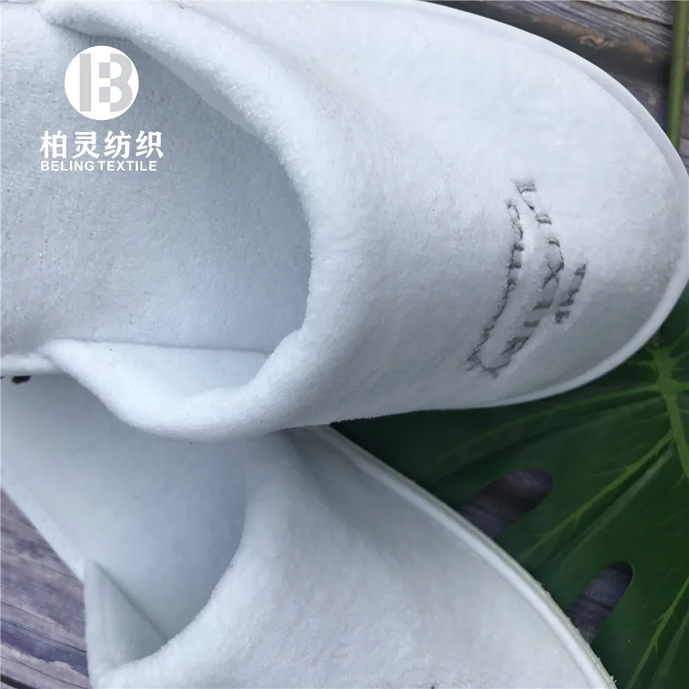 Best Quality polyester velour Disposable Hotel Spa white  Slipper Custom logo Anti-slip super soft Slippers