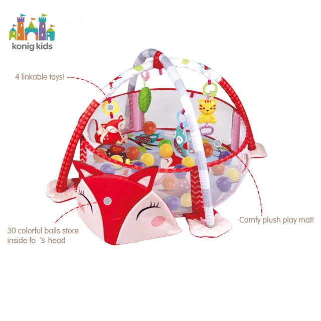 Konig Kids 3 in 1 Fox  Playing Mat Activity Baby Gym With 30pcs Ball Pit Skill Development Toys Baby Mat Baby Play Mat