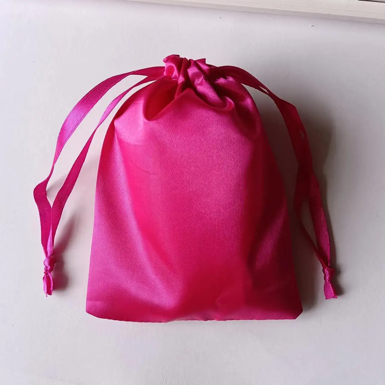 Wholesale Custom Pink/ Black Satin Bag Pouch With Drawstring custom logo satin bags