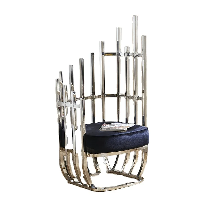 
European stainless steel velvet sofa metal grid solo art sofa sitting room the bedroom chairs 