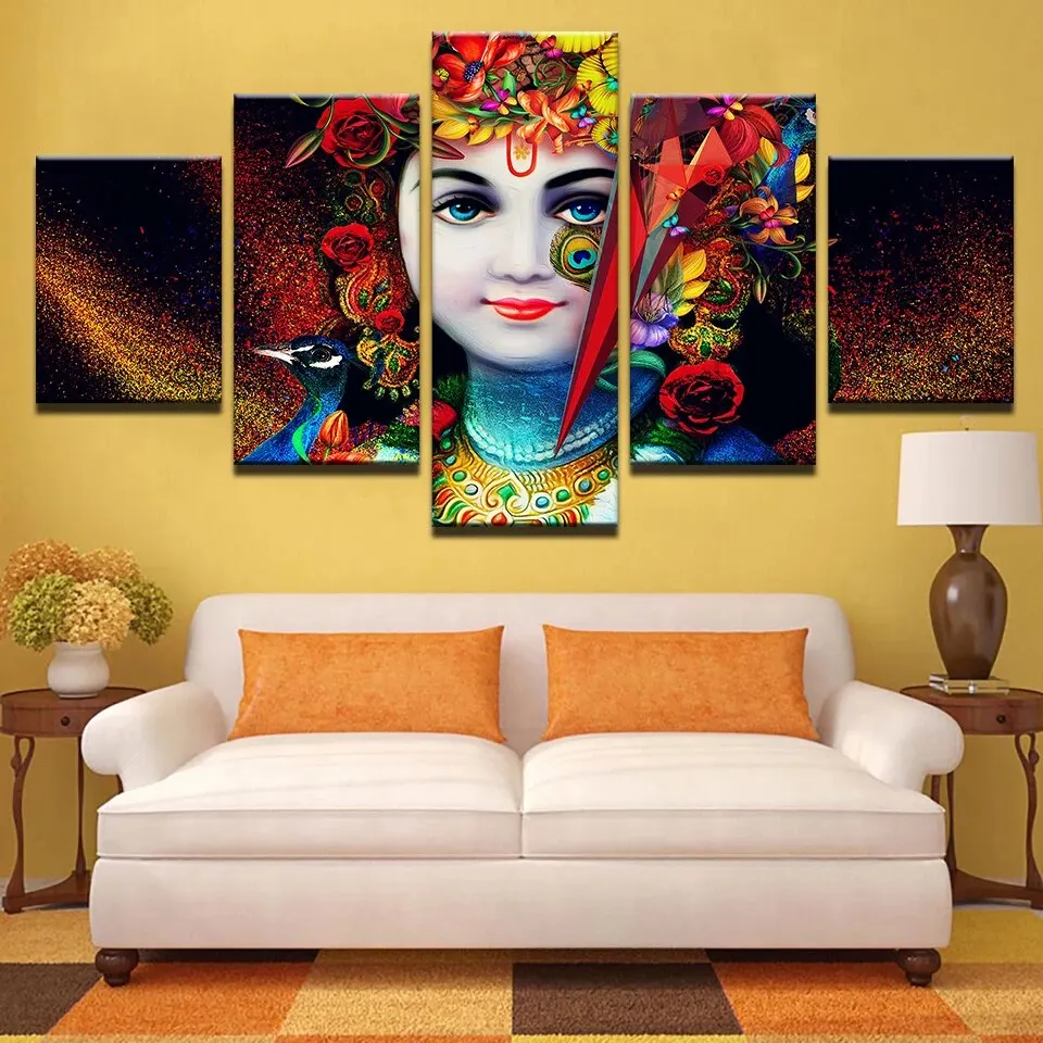Modern Printed Home Goods Living Room Wall Art Canvas Hinduism Indian Lord Shiva Oil Painting