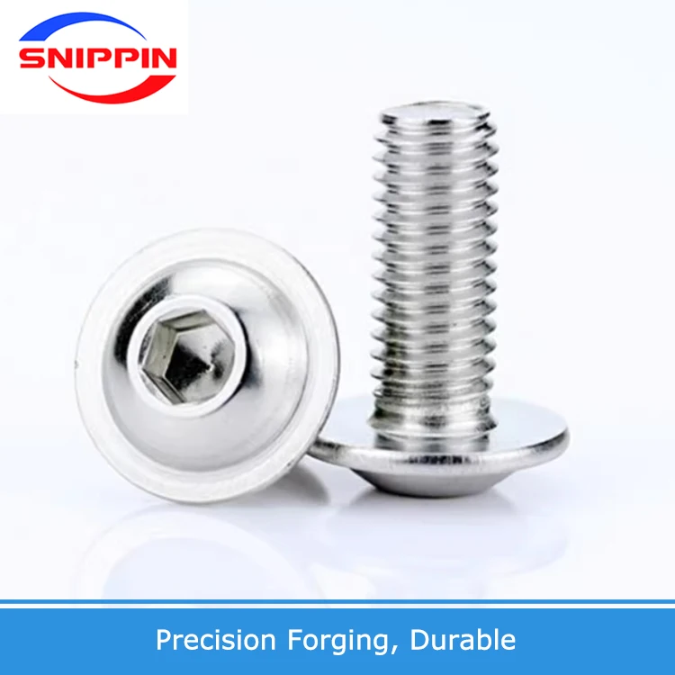 M2 M2.5 M3 M4 M5 M6 M8 M10 M12 ISO7380.2 304 Stainless Steel Hex Hexagon Socket Round Button Head With Washer Collar Screw Bolt