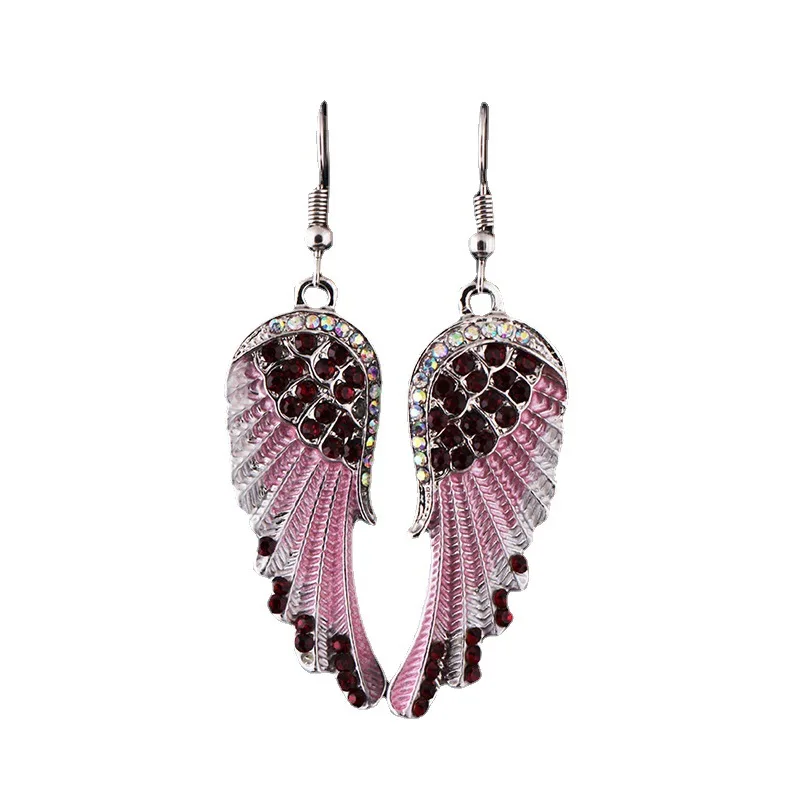 Pendientes De Alas  Bohemia Jewelry Angel Fairy Wing Rhinestone Rainbow Earring Crystal Long Tassels lady Long Earrings