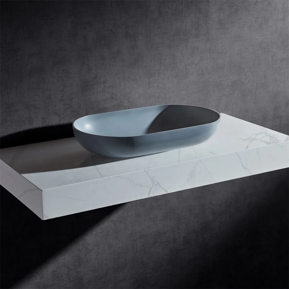 Foshan Sanitary Ware Solid surface basin Manufacture Matte white and grey stone basin Matte Gray artifficial stone sinks
