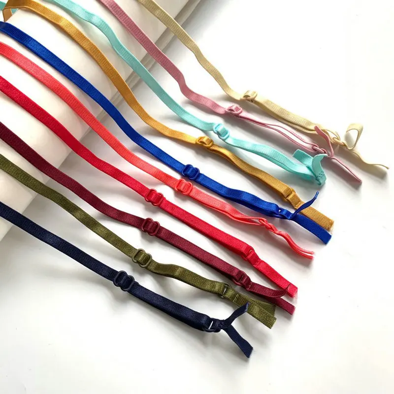 Bra accessory 6MM*52CM Multi colors Nylon spandex soft bra adjustable strap with Buckle