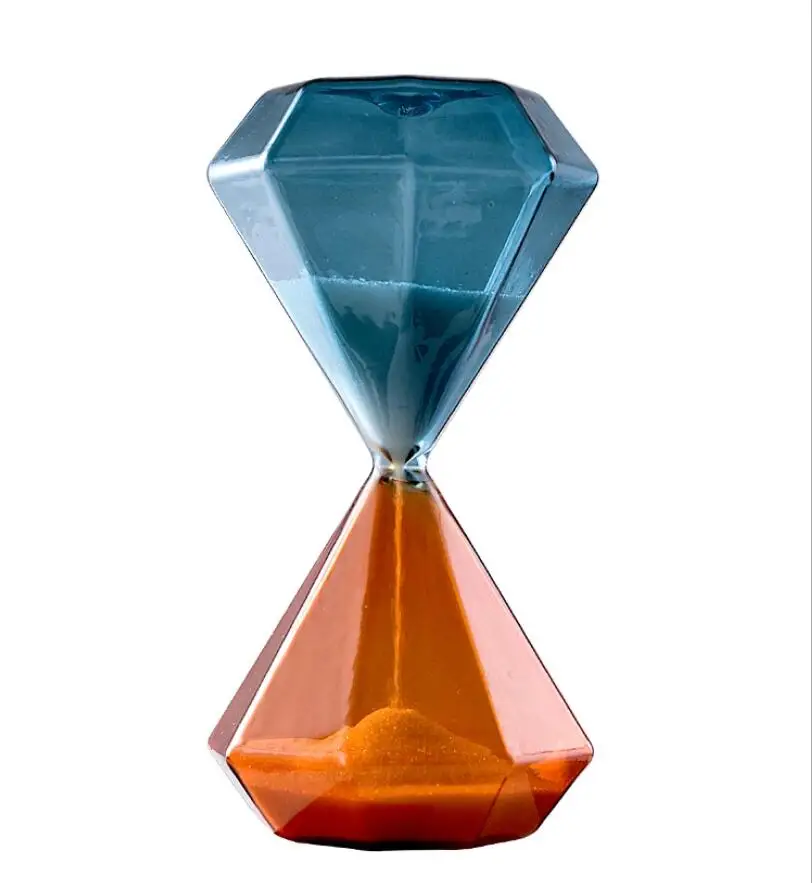 Two color orange blue borosilicate 5min 15min 30min 60min glass hourglass