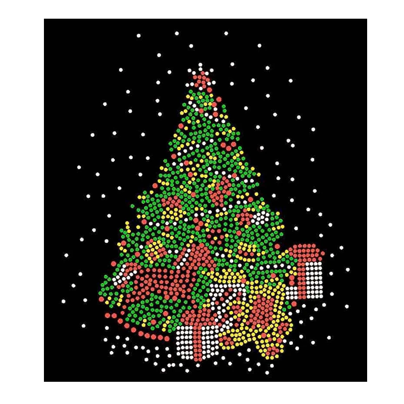 Green Christmas Tree Rhinestone Transfer Iron on
