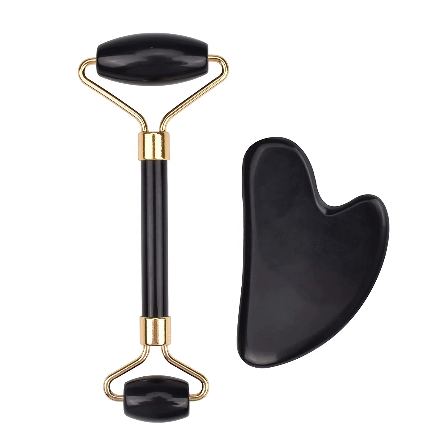 Wholesale Jade Face Roller High Quality Obsidian Face Roller Massage Tools Best Obsidian Jade Roller Gua Sha Set