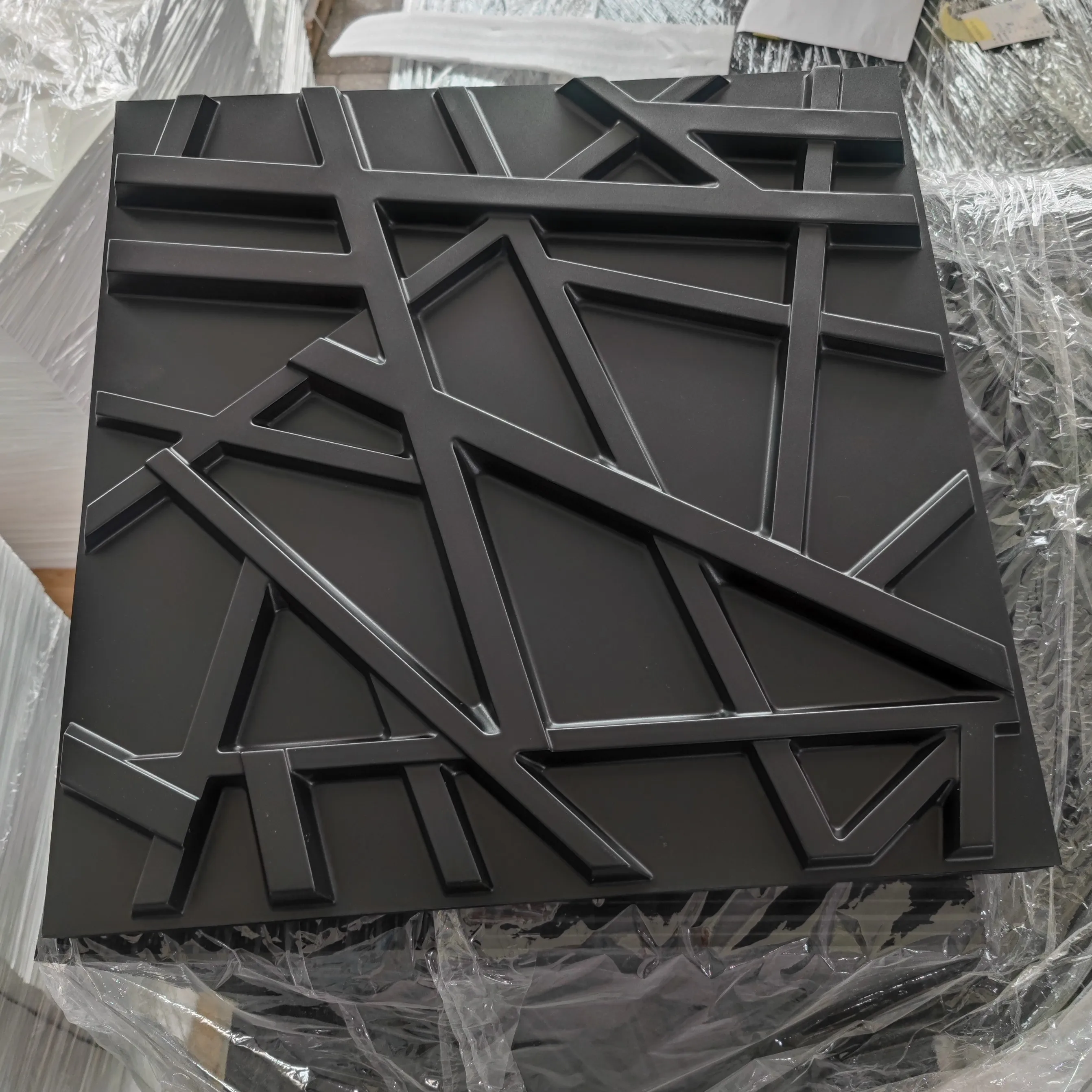 House Decoration Wallpaper adhesive Removable Odorless TV background Waterproof Pvc 3D Wall Panels Black