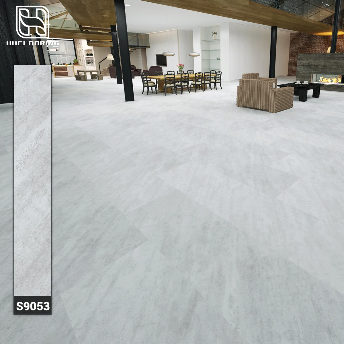 Wooden Flooring Vinyl Luxury Texture Pvc Sale Simple Stone Wood Grain Style EIR Surface Graphic Modern SPC Tiles