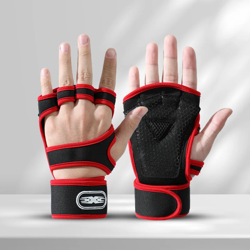 Superior Quality Sport Palm Padded Gym Fitness Half finger Long Strap Wrist Wraps Band Weight Lifting Gloves