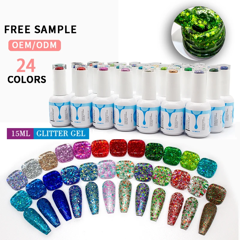 Professional Design Uv Gel Glitter Nail Polish Private Label Nail PolishGel Multicolor Art Painting Nail Art Low MOQ Free Sample