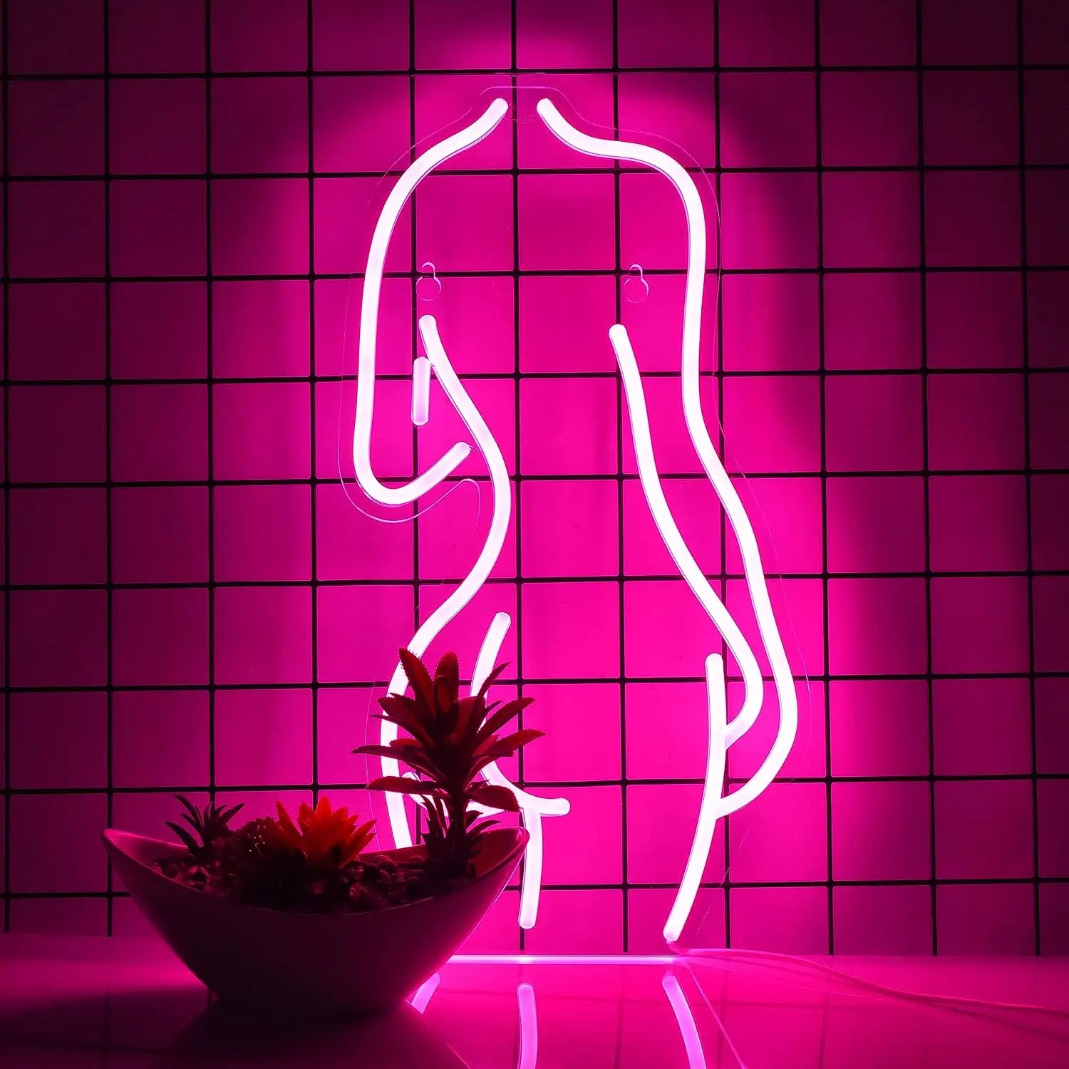 Weicao Sexy Lady Back Neon Sign Dimmable USB 5V Pink Neon Lights Signs for Bedroom Man Cave Bar Pub Store Club Garage