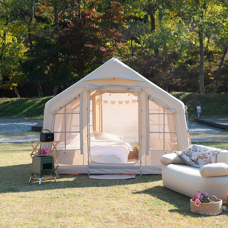 winpolar High Quality Cotton Cloth Tent Simple Inflatable Use Wild Camping Party Tent 5-8 Persons Tent