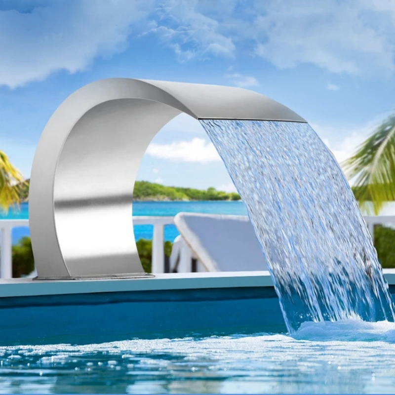 Stainless steel waterfall fountain sculpture swimming pool fountain statue